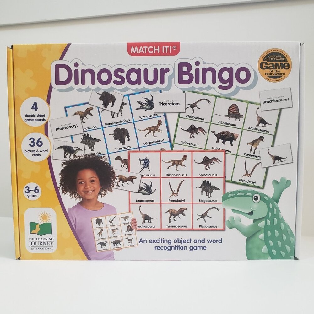 The Learning Journey Dinosaur Bingo Ages 3-6 Pictures Names 2-4 players